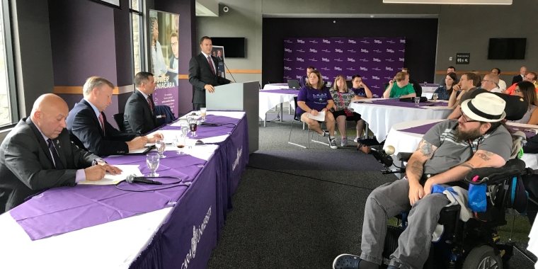 State Senator Rob Ortt joined Dutchess County Executive Marc Molinaro, Senator Chris Jacobs, Assemblyman Angelo Morinello and several community representatives and agencies at Niagara University to discuss the ThinkDIFFERENTLY movement and how to bring it into communities