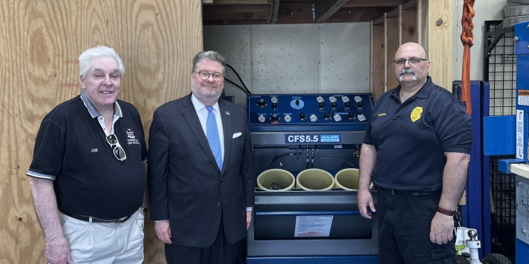 Sen. Harckham with (l-r) Thornwood Fire District Commissioner James F. Finn and Thornwood Fire Department Assistant Chief Ryan Rodgers