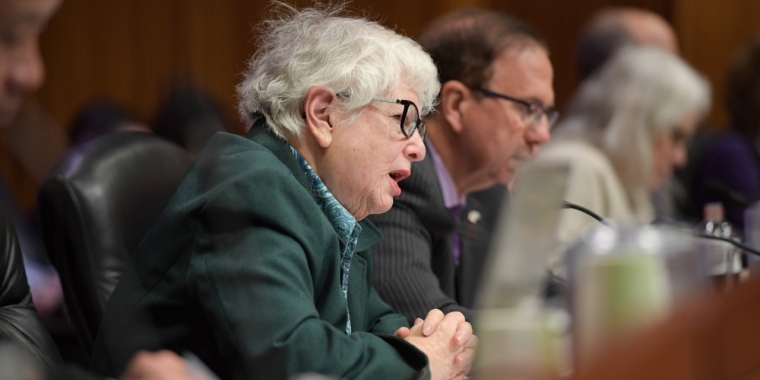 Senator Stavisky listens to testimony during the 2023 Senate Higher Education hearing in February