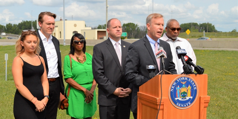 L-R: Brianna Harrington, Grand Island Supervisor Nate McMurray, Mrs. Marcus Kelly, Senator Tim Kennedy, Senator Chris Jacobs, Marcus Kelly