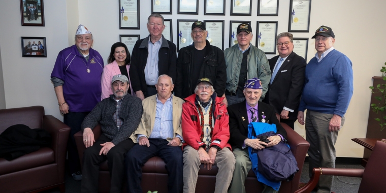 State Sen. Pete Harckham with Vietnam War veterans from SD40 in his Albany office