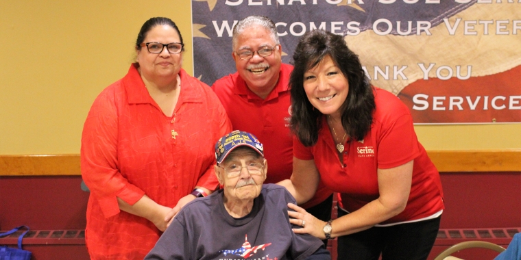 Senator Serino is pictured above with the Director of the Dutchess County Division of Veterans Services Nelson Rivera, his wife Christina and local veteran, Anthony Sorci at the event.