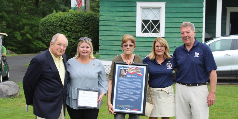 From left to right: Assemblyman Gary Finch, Stefanie Bailey, Barbara Butts, Senator Pam Helming, and Cayuga County Treasurer Jim Orman.