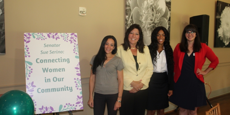 Senator Sue Serino pictured with (L-R) Sabrina Cruz, Owner of Ultimate Auto Detailing and 2021 NYS Women of Distinction Nominee, Satara Brown, Founder of Rebuilding Our Children and Community, Inc., and Kelly Formoso, Executive Director of the American Red Cross Hudson Valley Chapter