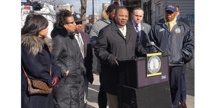 Senator Jesse Hamilton speaks out with colleagues and advocates in response to recent violence