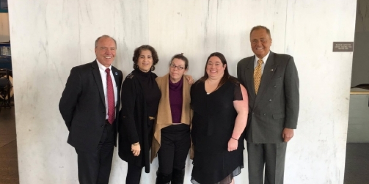 Senator Bonacic is pictured with (L-R), Dr. Alan Roberts, SUNY Ulster President, aunt Maggie Veva, mom Tami Reynolds, and Reynianne Martinez.