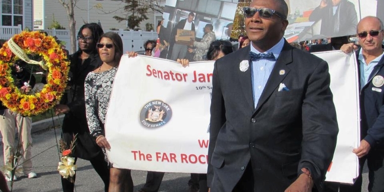 Senator Sanders leads a memorial march to the Rockaway Boardwalk on the 3rd Anniversary of Superstorm Sandy.
