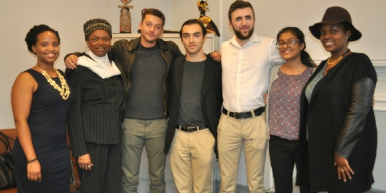(l to r: Shakti Robbins-Cubas, Senator Montgomery, Jason Salmon, Zak Marcone, Dylan Dawson, Kashaf Doha and Eyoko Atkins.