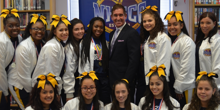 Senator Jeff Klein honored the junior varsity cheerleading squad of St. Catherine Academy for their national championship win.