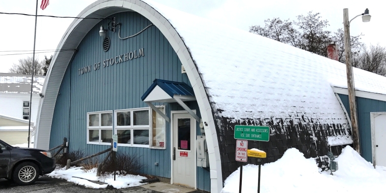 Since the late 1960s, the Town of Stockholm has located its municipal offices in this corrugated World War II era Quonset structure.