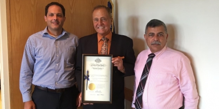 Senator Bonacic is pictured with (L-R) Sullivan County Manager Joshua Potosek and Sullivan County Legislature Chairman Luis Alvarez.