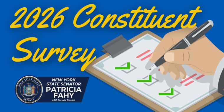 2026 Constituent Survey text over hand with a clipboard and survey