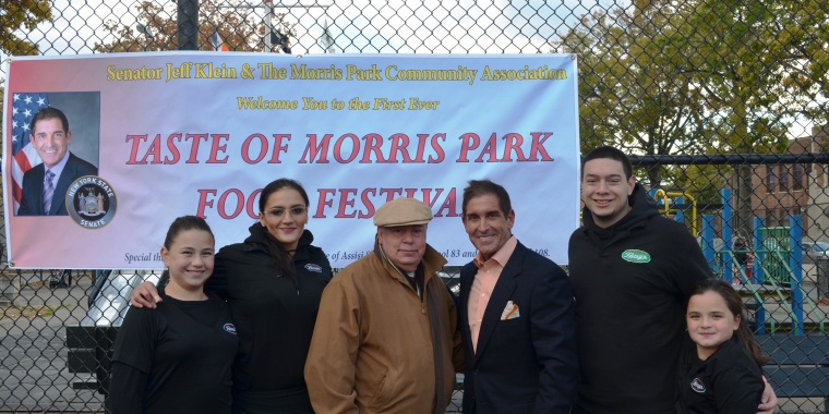 Photo (left to right): Alexandra Zallo, Mina Gjini, Tony Signorile, president of the Morris Park Community Association, Senator Jeff Klein, Stephen Hooks, Domenica Zallo.