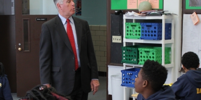 During a tour, Senator Ranzenhofer stops by a classroom to engage with students.