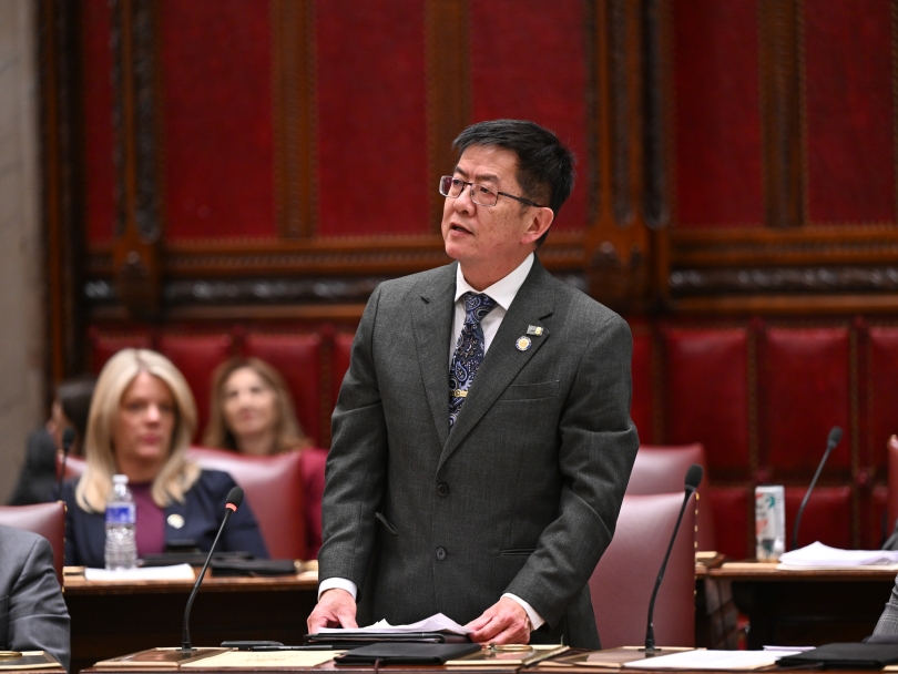 Senator Chan Speaks During Session